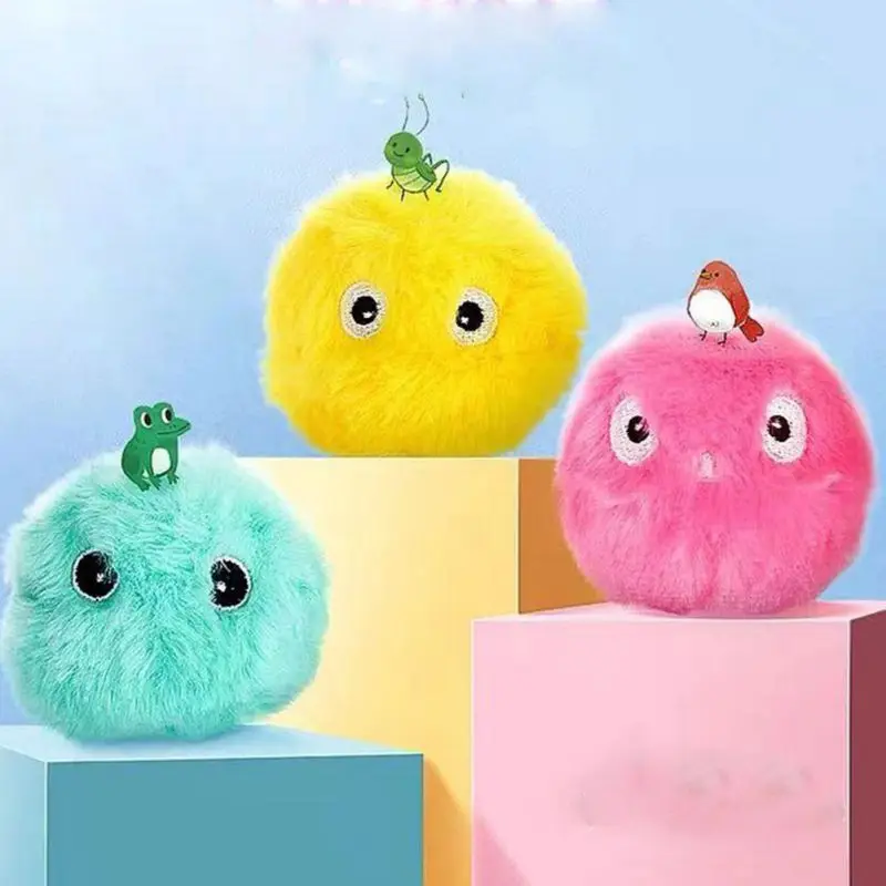 

Умные флисовые игрушки для кошек, пушистый интерактивный мяч-помпон, плюшевый мяч С Кошачьей Мятой, тренировочные пищащие игрушки, товары д...