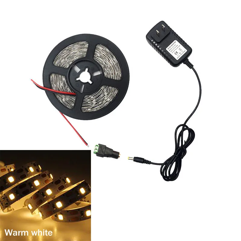 12V 5M Warm White RGB Светодиодная лента светильник SMD 2835 5 м Водонепроницаемая RGB лента 12В лента Диодная Светодиодная лента s светильник Гибкая полоса лампа ИК wifi контроллер - Испускаемый цвет: 12V 5M Warm White
