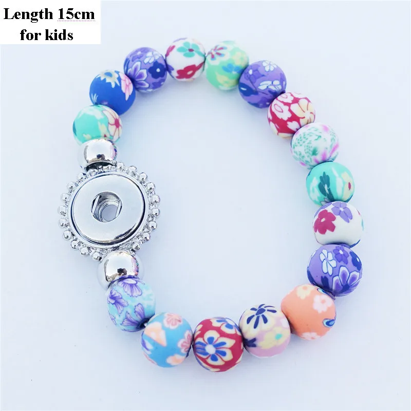 12mm Buttons Красочные глиняные бусины браслеты для детей 12 мм/18 мм кнопки 15 см длина эластичный браслет 12 шт./лот ювелирных изделий - Окраска металла: 12mm Buttons