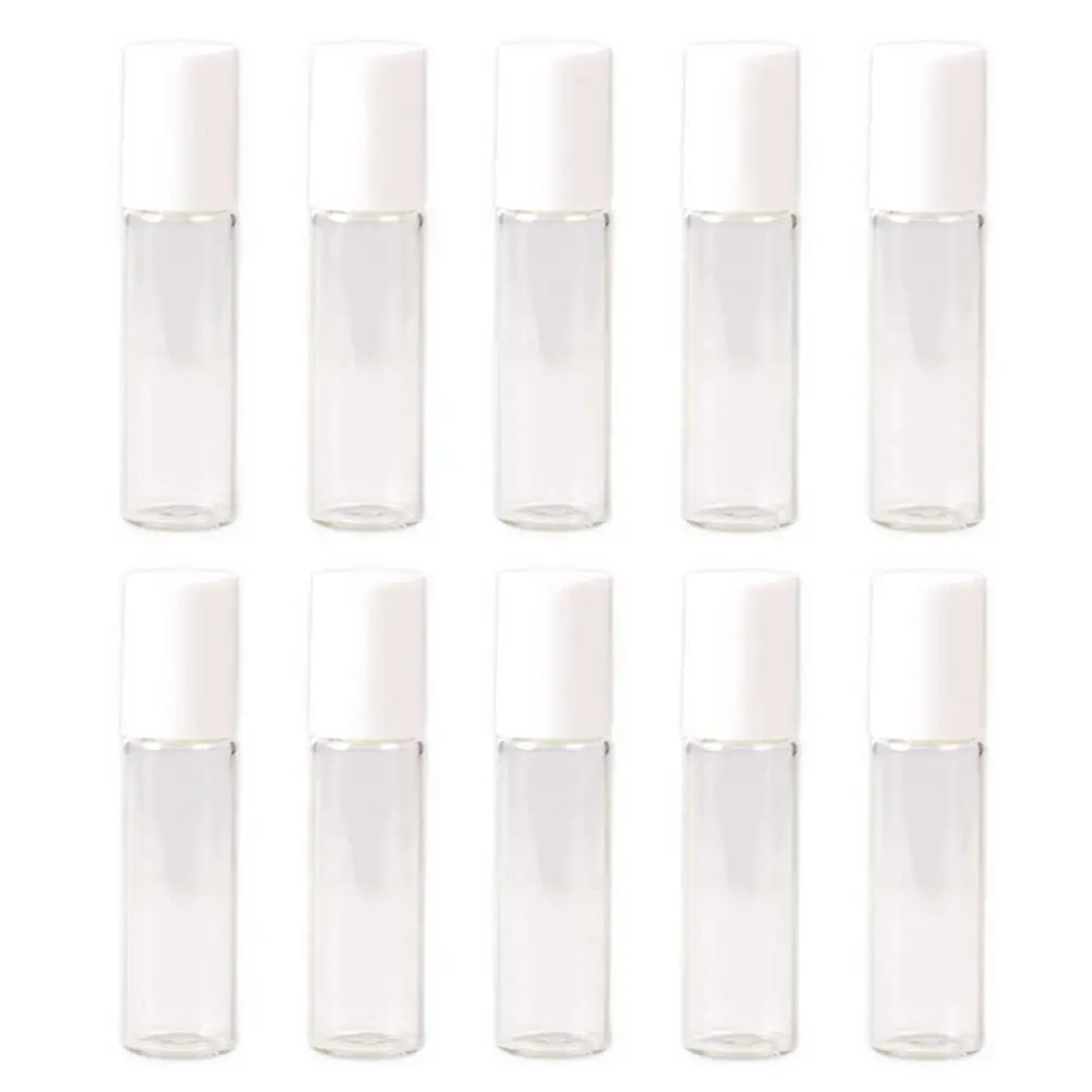 5 PCS 5ml/10ml Glass Roller Bottles Empty Clear With Roll On Empty Cosmetic Essential Oil Vial For Traveler With Glass Ball