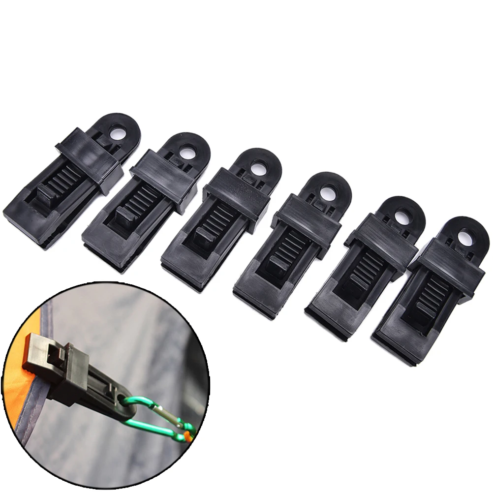 

6 PCS/Sets Tents Awning Wind Rope Clamp Awnings Outdoor Camping Plastic Clip Clip Tents Awning Accessories