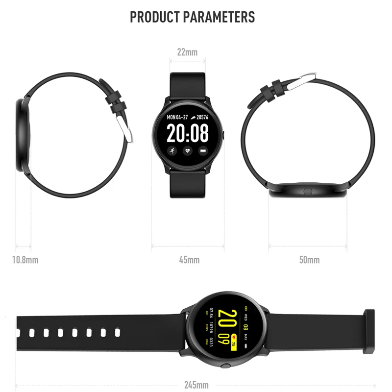 

1.3 Inch Full Touch Screen Morefit KW19 Pro Women Smart Watch Men Heart Rate Blood Oxygen Fitness Tracker For iOS Andriod