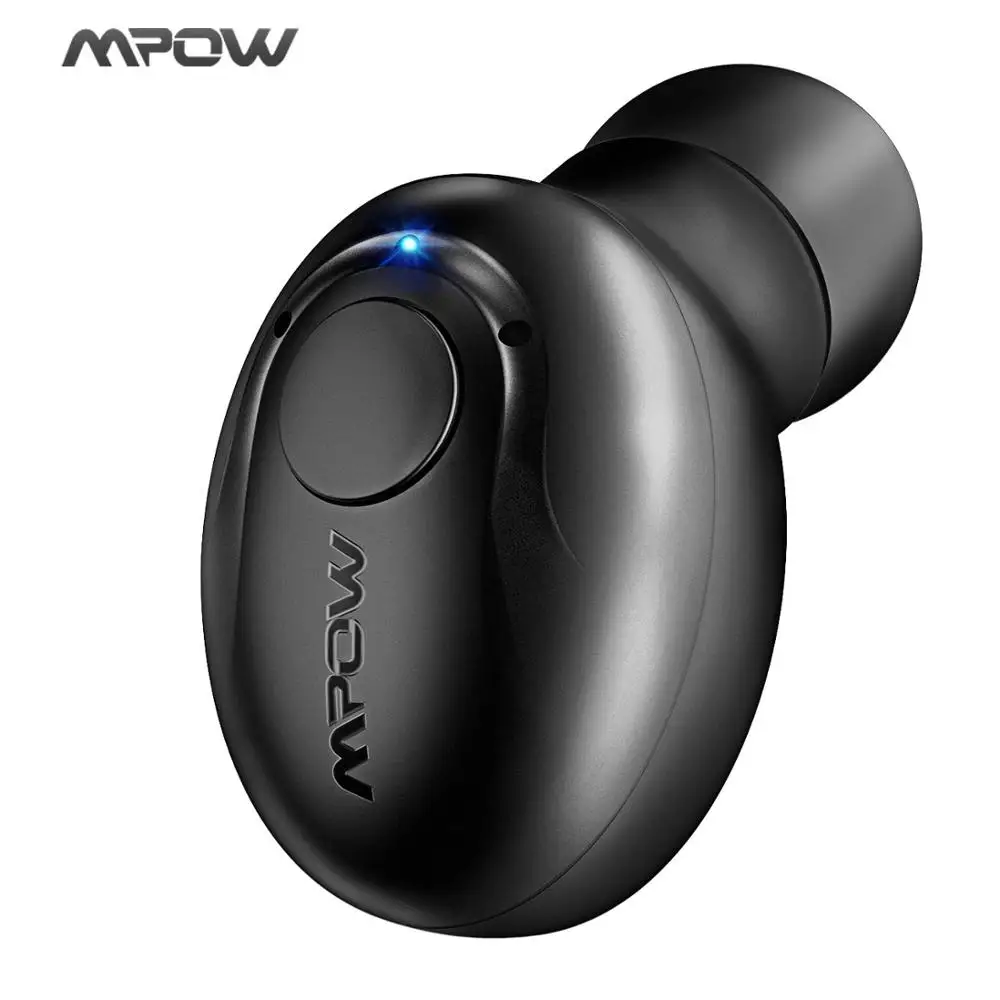 Mpow EM1 мини-наушники-вкладыши Bluetooth 4,1, одиночный беспроводной невидимый наушник, наушники-вкладыши с функцией громкой связи, чехол для переноски - Цвет: Black