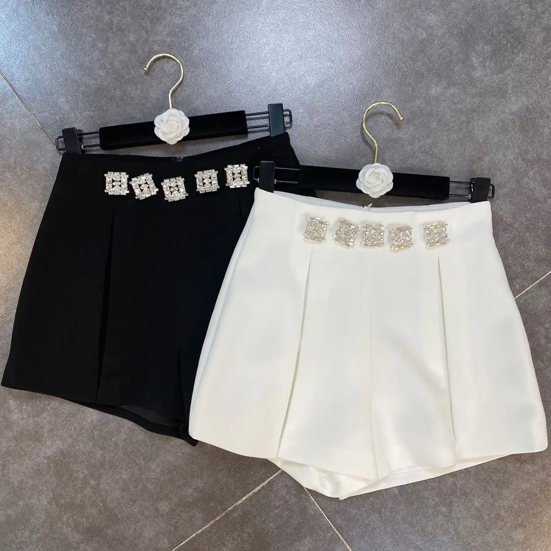

ZCSMLL Black Streetwear Fashion Women Shorts Buckle Bingbing Split Design Sense Niche High-quality Suit Shorts 2021 Summer