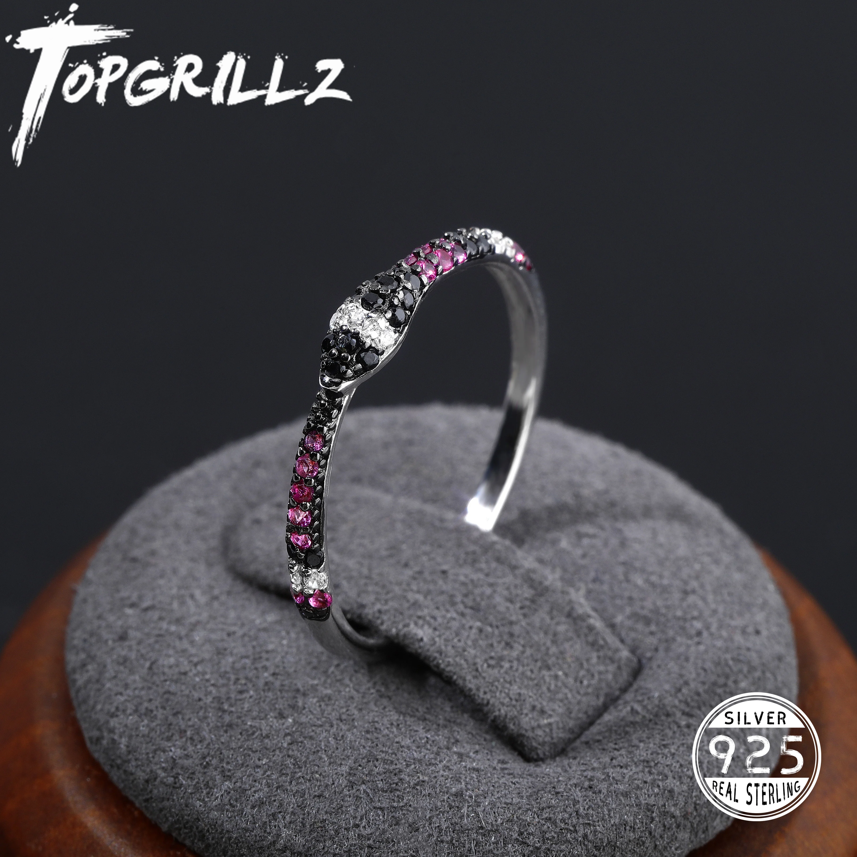 

TOPGRILLZ 925 пробы Серебряное кольцо ледяной кристалл Цвет Циркон кубический цирконий кольцо для женщин