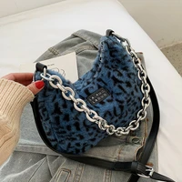 plush faux fur small crossbody bags for women 2021 hit winter travel simple chain leopard underarm shoulder purses and handbags