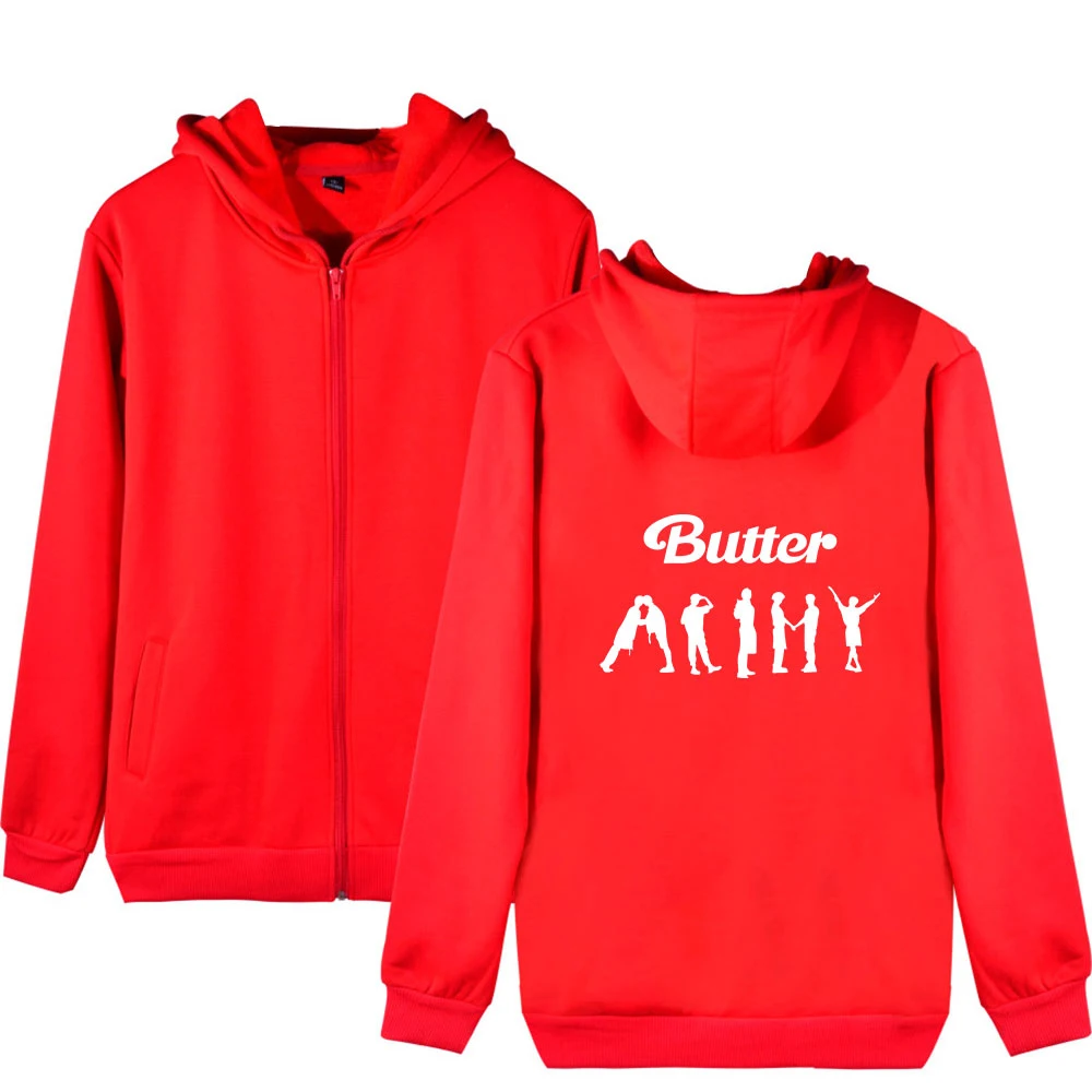 

New Albumn Butter Hoodie Zip Bangtan Boys Jung Kook RM Jin Suga J-hope Jimin V Hoodies Sweatshirt Casual Style K pop Hip-Hop