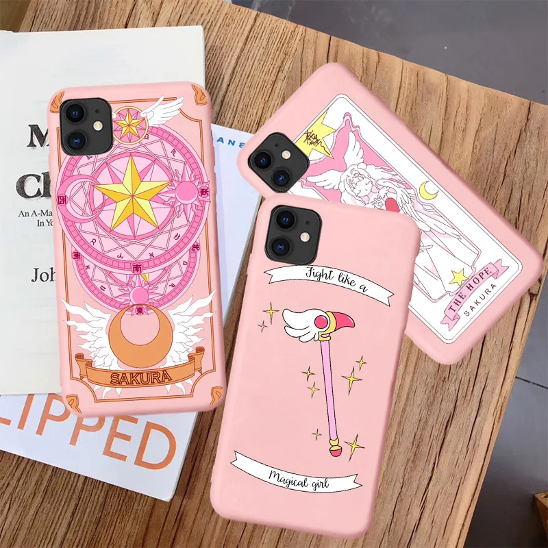 

Cardcaptor Sakura Phone Case for iPhone 11 12 pro max 8 7 6S Plus Magic wand Moon cover for iphone X XS MAX XR Soft SE 2