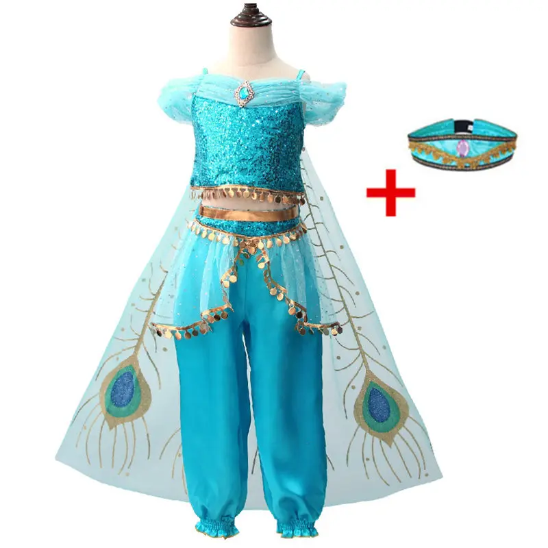 Dress 03 only FindPitaya/рождественское детское платье маскарадный костюм с изображением лампы Аладдина платье принцессы жасмин для девочек Карнавальный костюм из двух предметов - Цвет: Dress 03 only