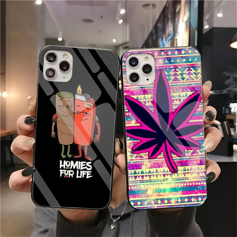

Abstractionism Art high weed Phone Case Tempered Glass For iPhone 13 12 Mini 11 Pro XR XS MAX 8 X 7 Plus SE 2020 Soft Cover