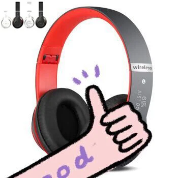 black red Беспроводные Bluetooth наушники, Bluetooth гарнитура, Hi-Fi стерео накладные наушники с TF картой, AUX кабель для Iphone, samsung, Xiaomi Phone PC - Цвет: black red