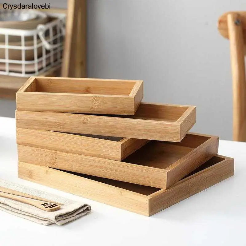 

Bamboo Fruit Tray Living Room Household Big Tea Tray Tea Table Japanese-style Simple Rectangle Solid Wood Cake Storage Trays