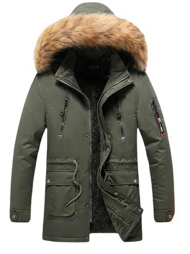 -20 Degrees Winter Fur Hooded Parkas Men Casual Warm Thick Jacket Coat Mens Warm Multi-pocket Jackets Plus Size 6XL Outwear