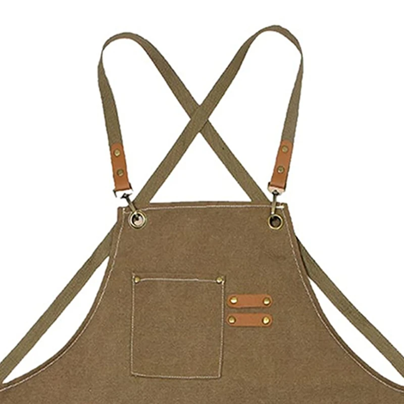 

Unisex Canvas Work Apron Carpenter Apron with 3 Tool Pocket for Workshop Kitchen Garden Pottery Craft