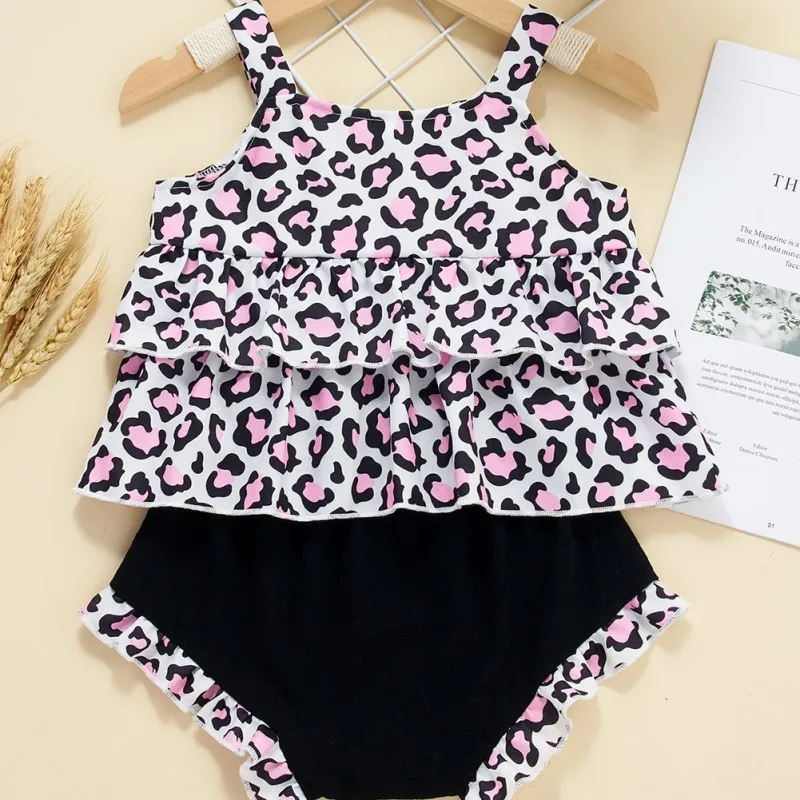 

Baby Girl Summer Leopard Print Halter Top Briefs Suit baby suits cute suits baby girl suits cute and attractive for 3-24M
