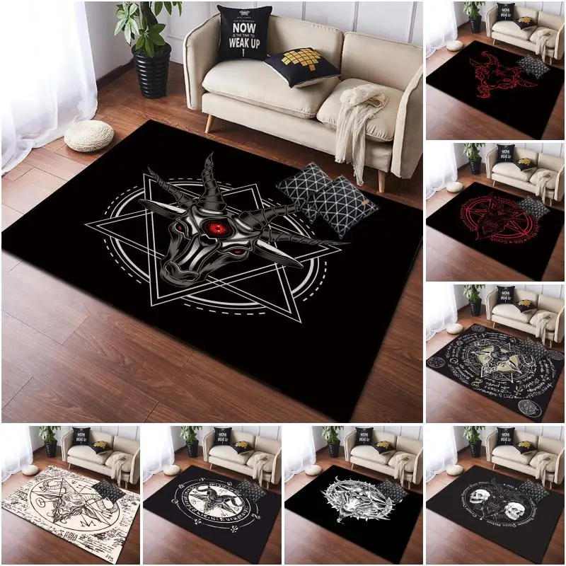 

Прямоугольный напольный коврик Baphomet, домашний декоративный складной коврик с узором Сатаны