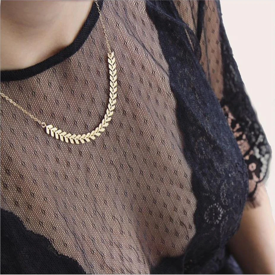 

Chain Necklace Fish Bone V Leaves Chain silver color gold color plated metal chain Women Girls sexy Gift