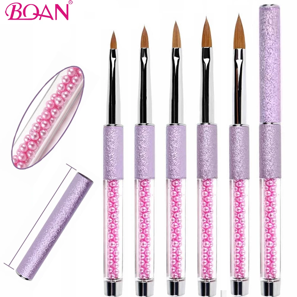 

Кисточка для ногтей BQAN, кисточка для акрилового маникюра, 100% колонковый соболиный ворс, размер #2 #4 #6 #8 #10, ручка с фиолетовыми жемчужинами, ин...