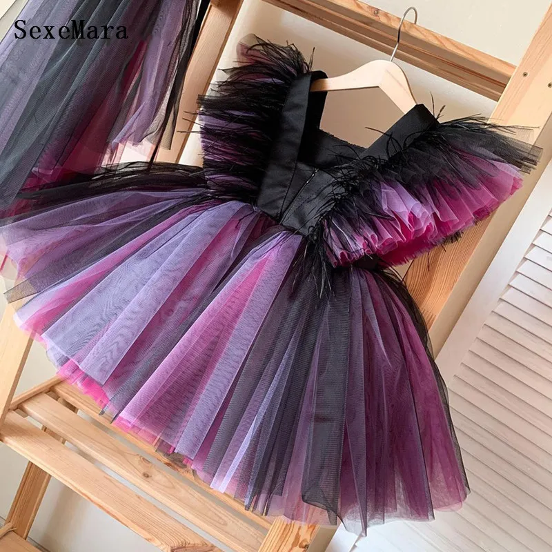 Lovely Puffy Tulle High-Low Flower Girl Dress for Wedding Glitter Sequined Infant Girls Birthday Gowns Kids Clothes Photograghy enlarge