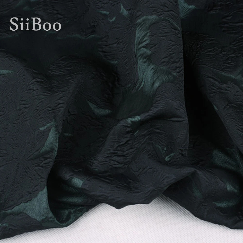 Французский 3D Цветочный Принт темно-зеленый жаккард парча ткань одежда для весны