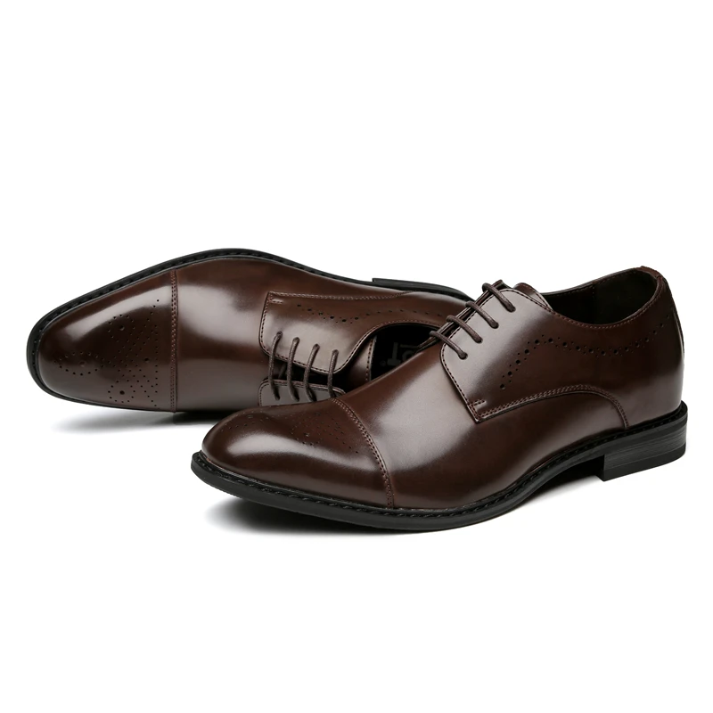 Броги Misalwa мужские классические Кожаные туфли высокий каблук 5 см квадратный