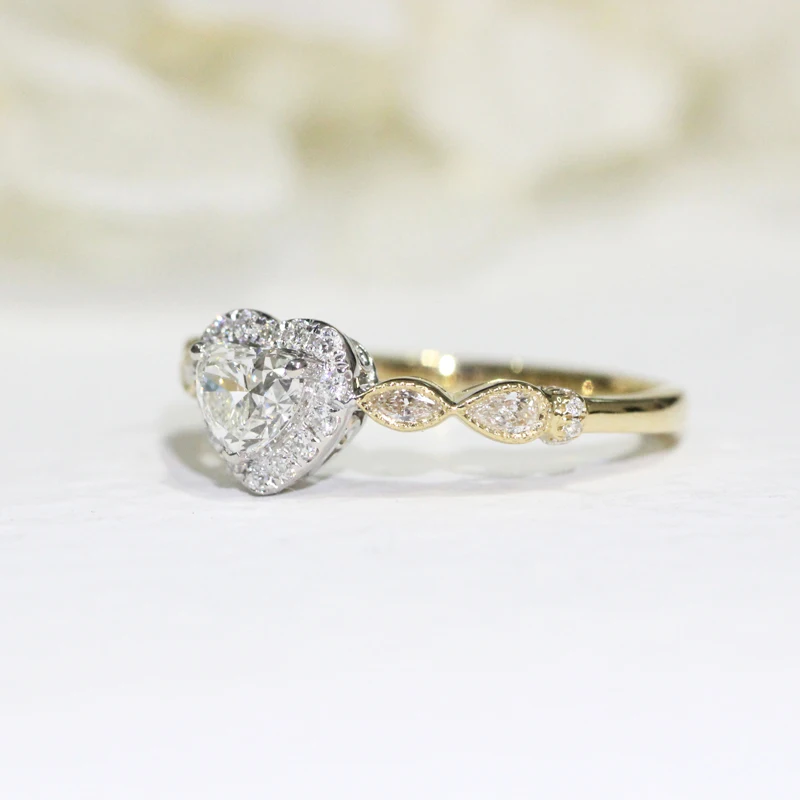 10k 14k желтое золото 0.5ct 5 мм в форме сердца Moissanite кольцо DEF цвет VVS1 обручальное кольцо для женщин
