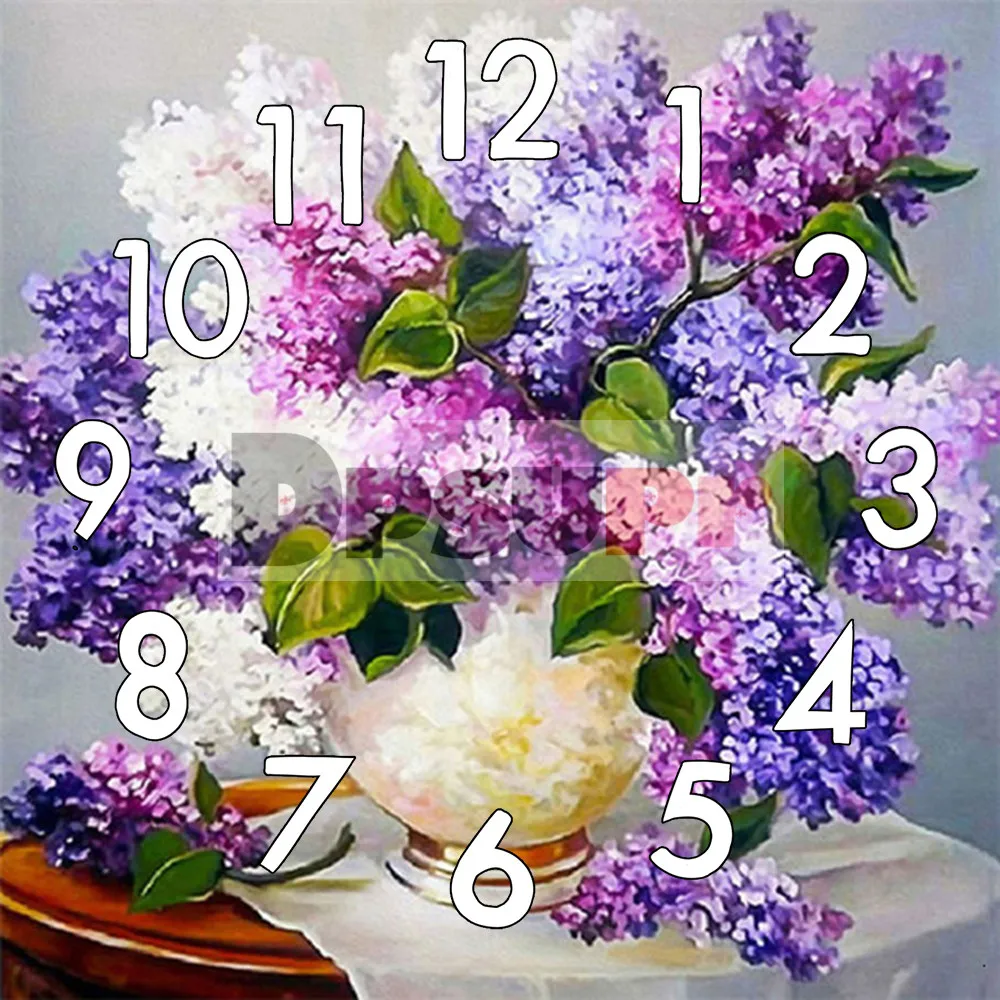 

Dpsupr 5D Diamond Painting Kit With Clock Mechanism Cross stitch Full Square Round Diamond Embroidery Flower Mosaic Home Hj17