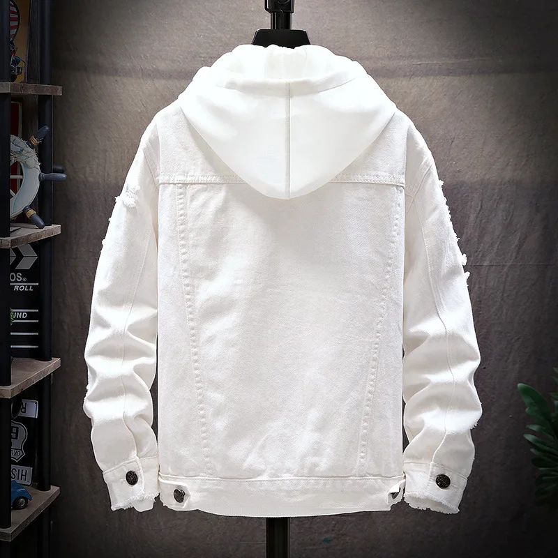 Мужские и женские джинсовые куртки розовые рваные в стиле хип-хоп Свободные