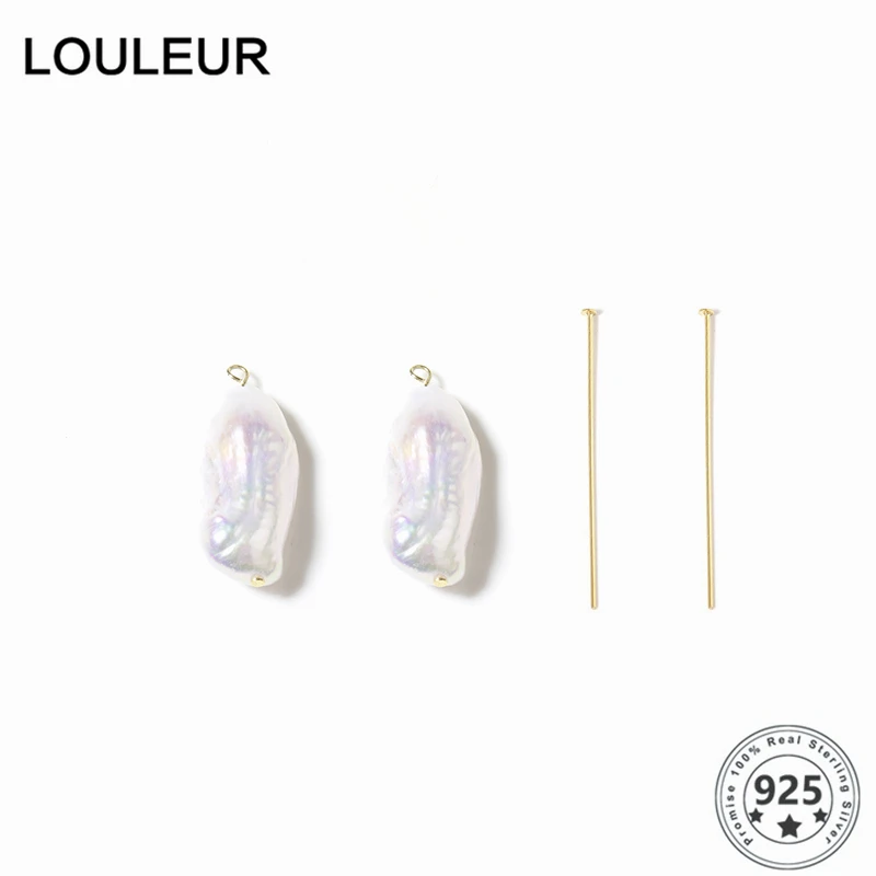 

Louleur 1Set/lot Natural Strip Baroque Pearl With 925 Sterling Silver Pin For Women DIY Earrings Necklace BraceletJewelry Making