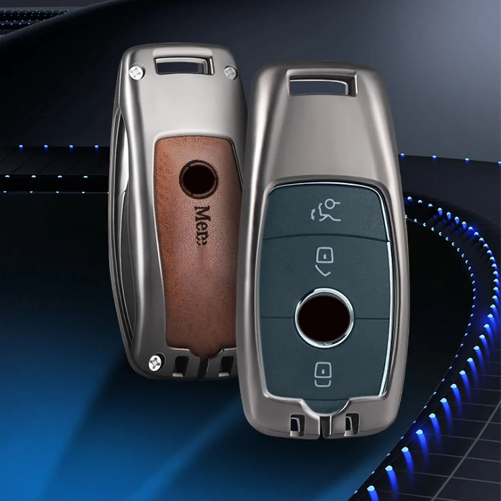 

Чехол из цинкового сплава и кожи для автомобильного ключа, защитный чехол для Mercedes Benz 2017 E Class W213 2018 S class с брелоком