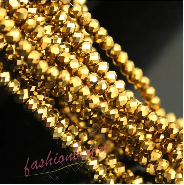 gold plating 3 мм, 4 мм, 6 мм, 8 мм, многоцветный круглый браслет, ожерелье, браслет, рукоделие, бисер, сделай сам, для изготовления ювелирных изделий, чешское стекло, разделитель, свободные бусины - Цвет: gold plating