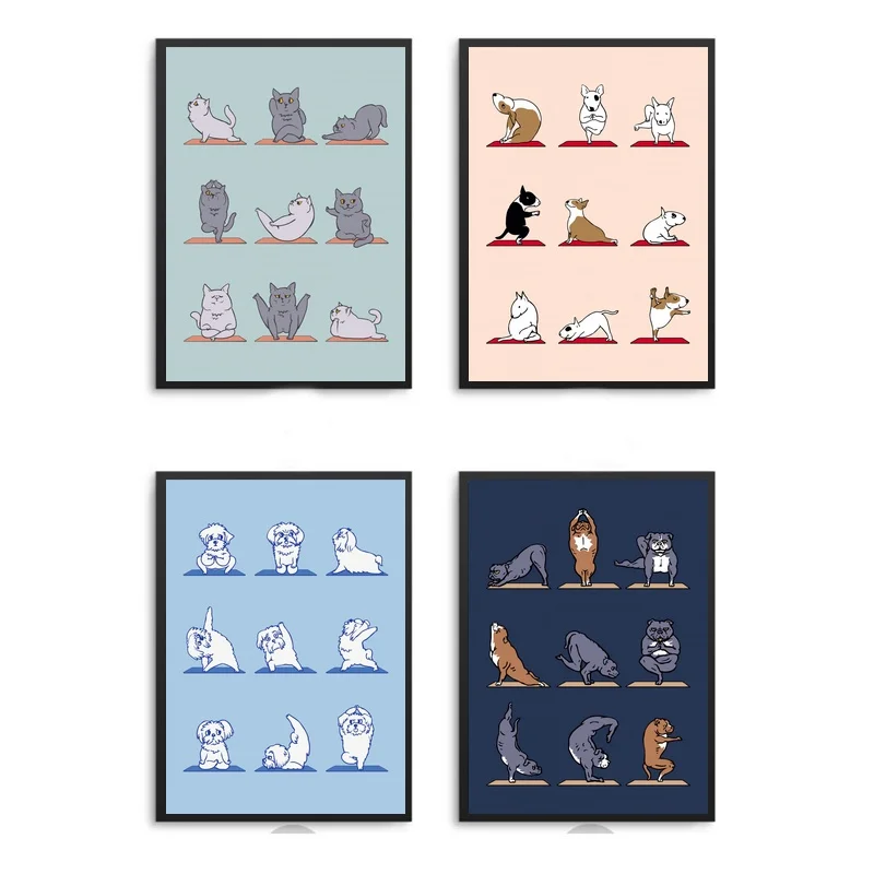 Настенный художественный холст для живописи HD с принтом животного Йога собаки
