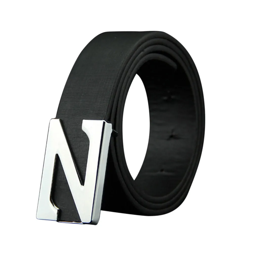 Модный мужской Кожаный гладкий ремень с пряжкой пояс для отдыха Новый Мужской