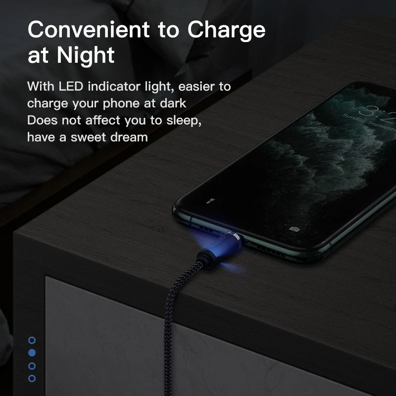 

KUULAA Magnetic Cable USB Type C Micro for iPhone 3A Fast Charging Cord USB Data Charging Wire LED Lighting Magnet Type-C Charge
