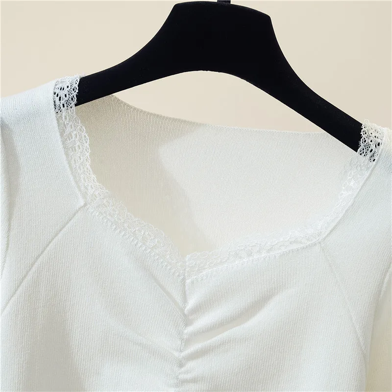 

Thin Knitted T Shirt Women Clothes 2021 Summer Woman Short Sleeve Tees Tops sexy Casual T-Shirt Female Oversized sweater