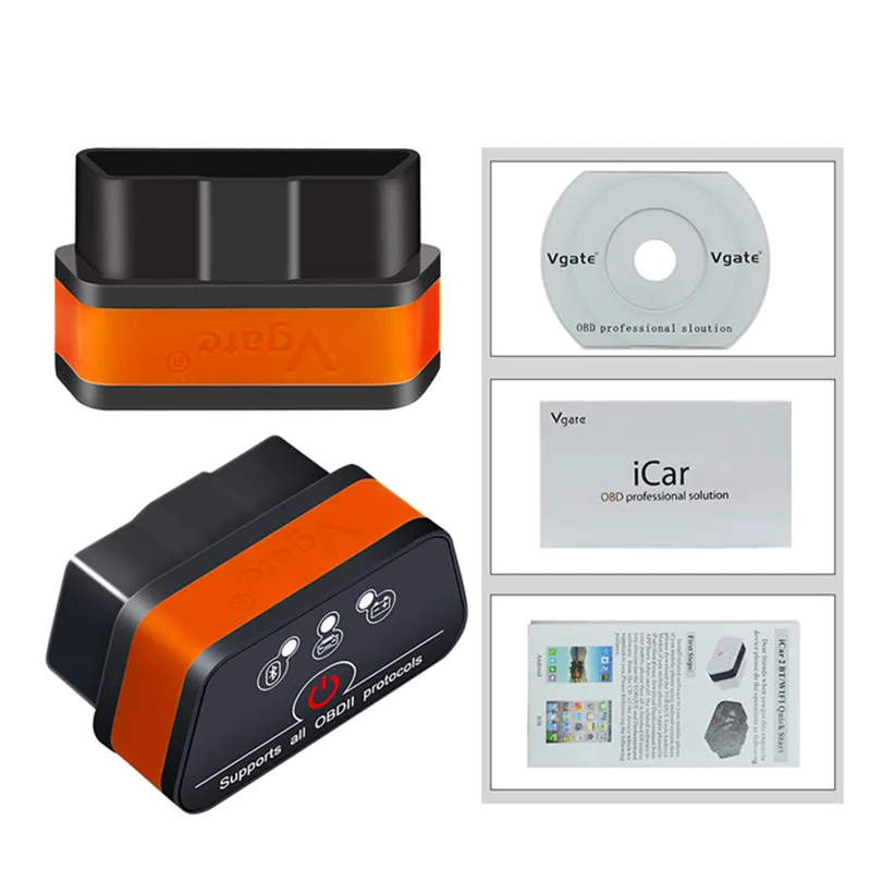 50 шт. dhl Бесплатная Vgate iCar2 Bluetooth с 6 цветами доступны для Android только ELM327 Авто OBDII iCar 2