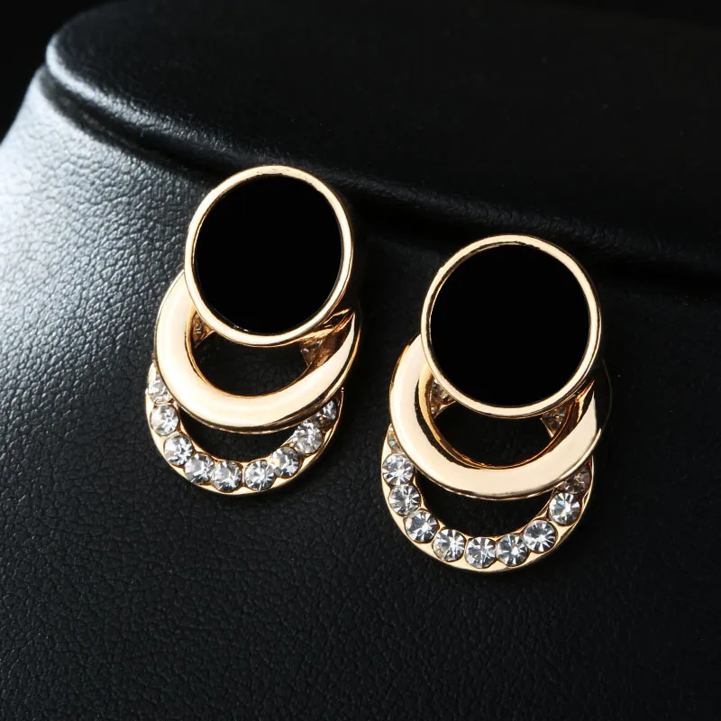 Корейские темпераментные серьги Простые Модные многослойные Золотые круглые