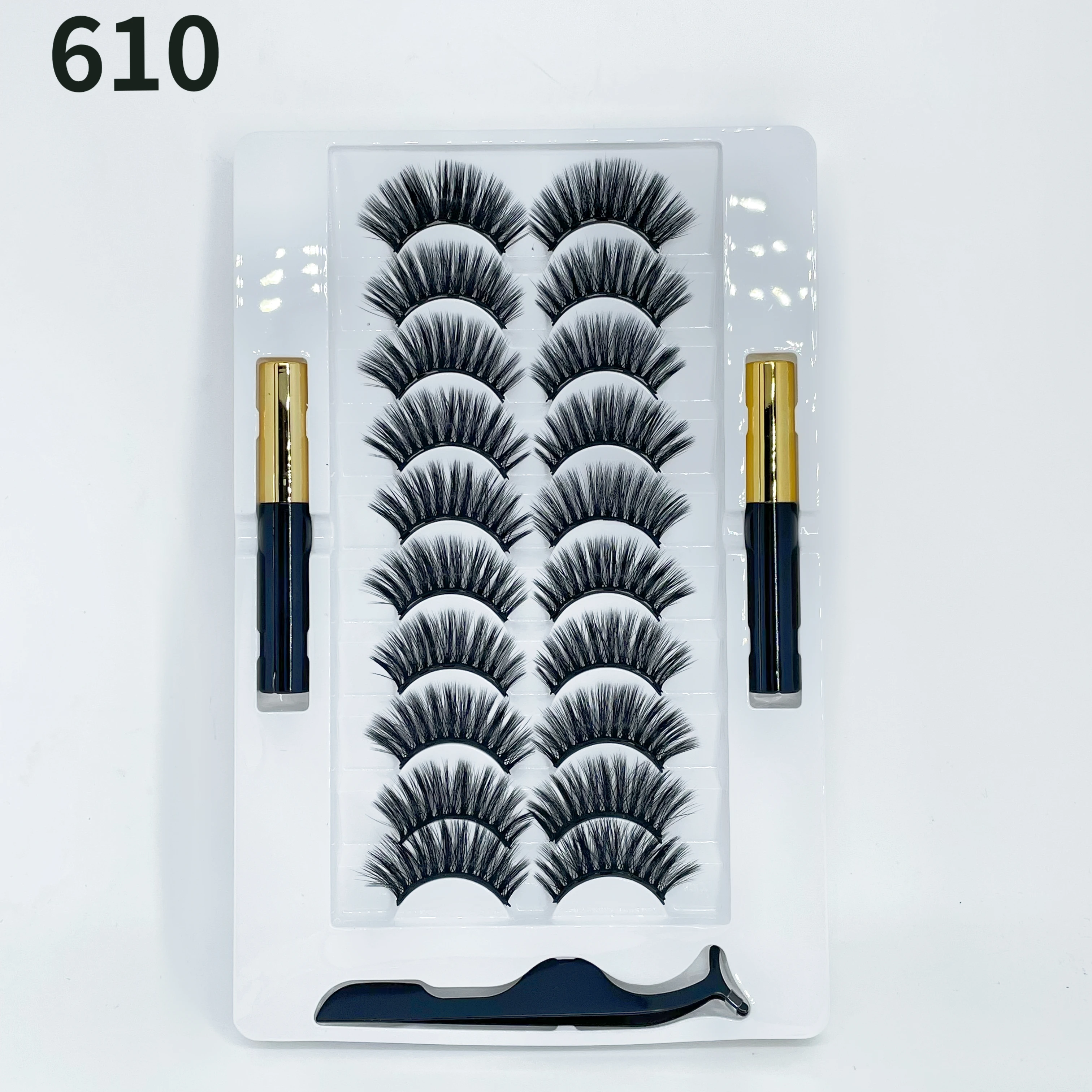 

3D magnetic false eyelashes handmade magnetic mascara full length long lasting soft eyeliner set10 pairs of natural thick