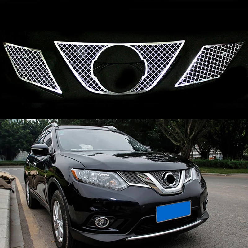 

Для Nissan X-Trail 2014 2015 2016 Нержавеющая сталь внешняя Передняя решетка гриль чистая Молдинг Накладка насекомых противомоскитная сетка 3 предмета ...