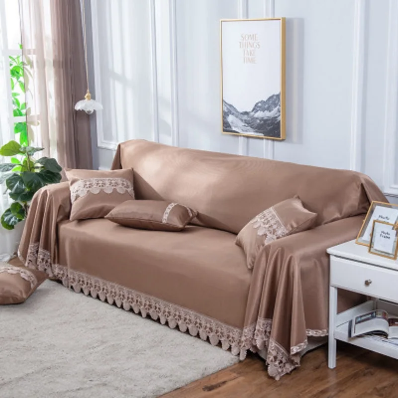 

Summer Sofa Cover Cushion All-inclusive Sofa Towel Mat Cushion Cloth European Solid Color Ice Silk Cloth Cover Cloth Blanket