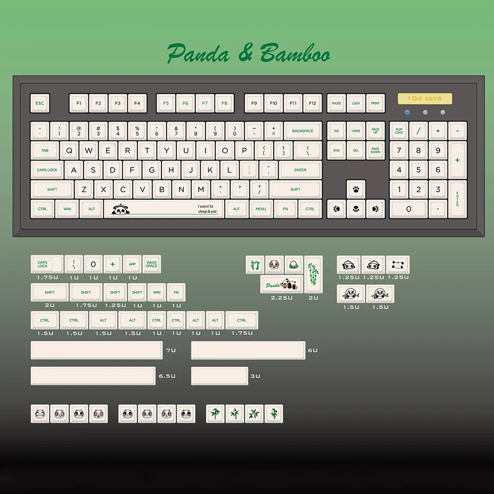 Белая сублимационная клавиатура в виде панды колпачки для клавиш PBT Filco Cherry Mx Switch
