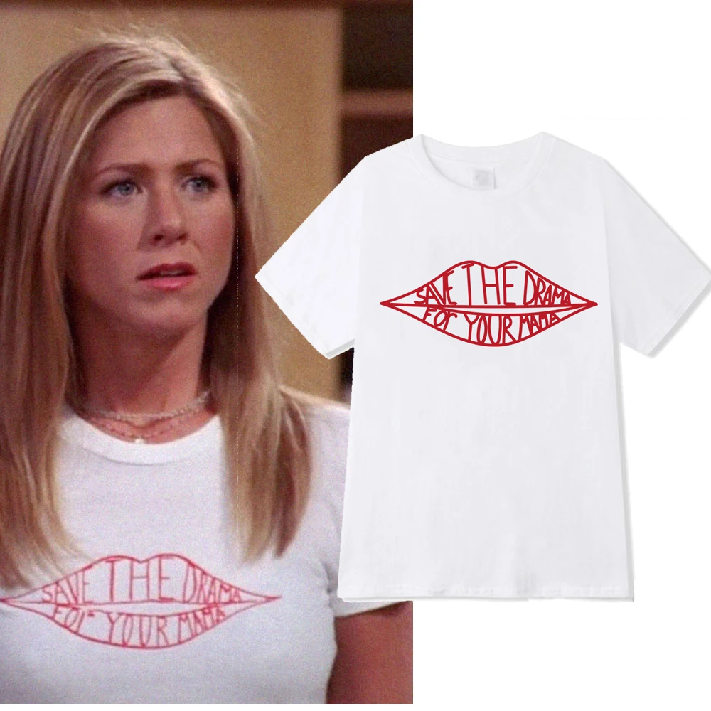 

2021 Friends Tv Show Rachel Save The Drama for Your Mama T-Shirt Kawaii Tops Unisex