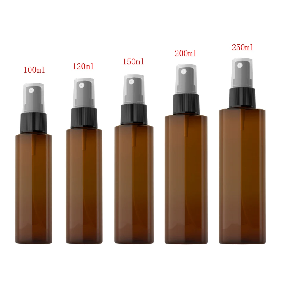 

100ml 120ml 150ml 200ml 250ml Empty Brown Spray Bottle Travel Spray Cap Container Small Plastic Bottle Mist Spray For Liquids