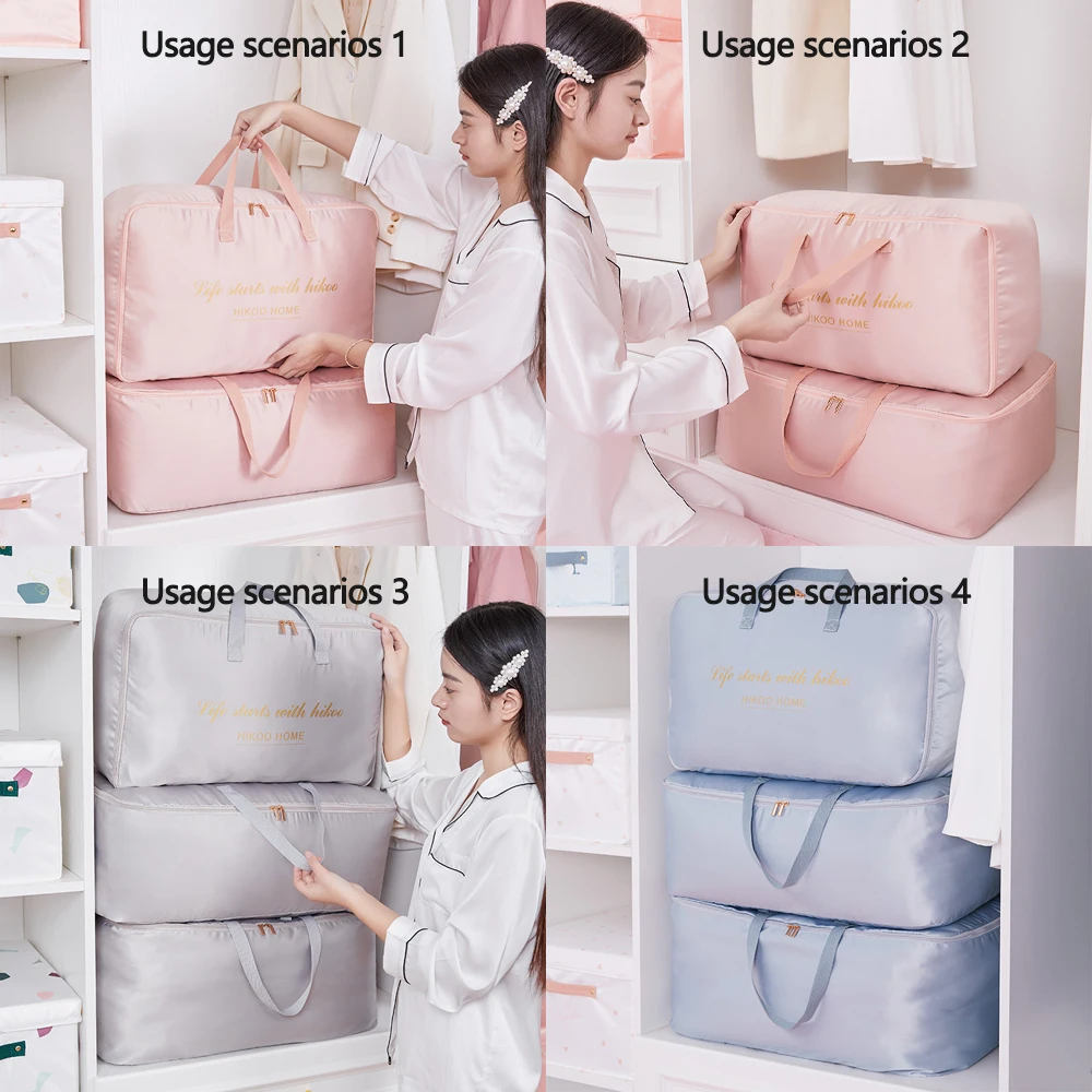 

Household portable quilt storage bag duffel bag tote bag storage bag closet clothing sorting bag closet hanging storage bag