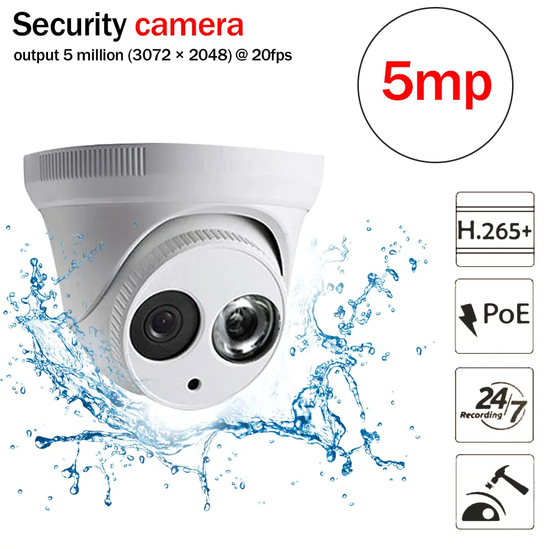 5MP wifi камера металлическая оболочка 5MP Ingebouwde MICROFOON POE IR 50 m IP67 IK10 ip камера vervangen ip камера 5MP камера