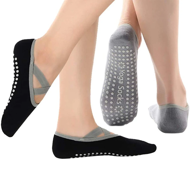 

Женские носки для йоги, Нескользящие силиконовые Нескользящие носки с открытой спиной, хлопковые спортивные носки для танцев, балета, пилат...
