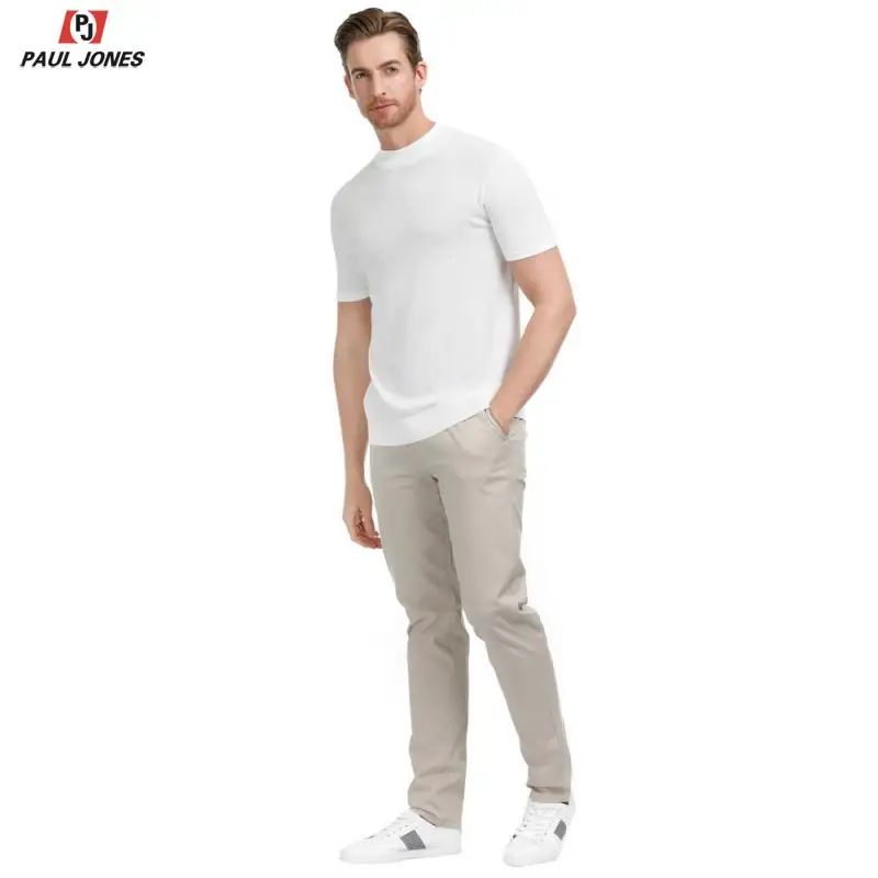 Мужские облегающие трикотажные футболки PAUL JONES удобные легкие с коротким рукавом