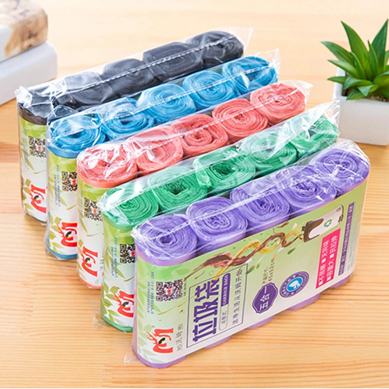 1-5 rolls garbage bag environmental protection multi-color household point broken kitchen bathroom plastic PE | Дом и сад