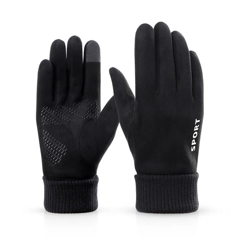 

Замшевые хлопковые зимние перчатки для мужчин и женщин с бархатной подкладкой утепленные теплые варежки для сенсорных экранов уличные спо...