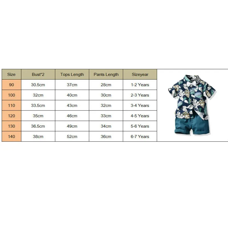 Emmababy Fashion Toddler Baby Kid Boy 2PCS Outifit Set Banana Leaf Print Short T-shirt+Short Solid Pants Gentelman Clothes |